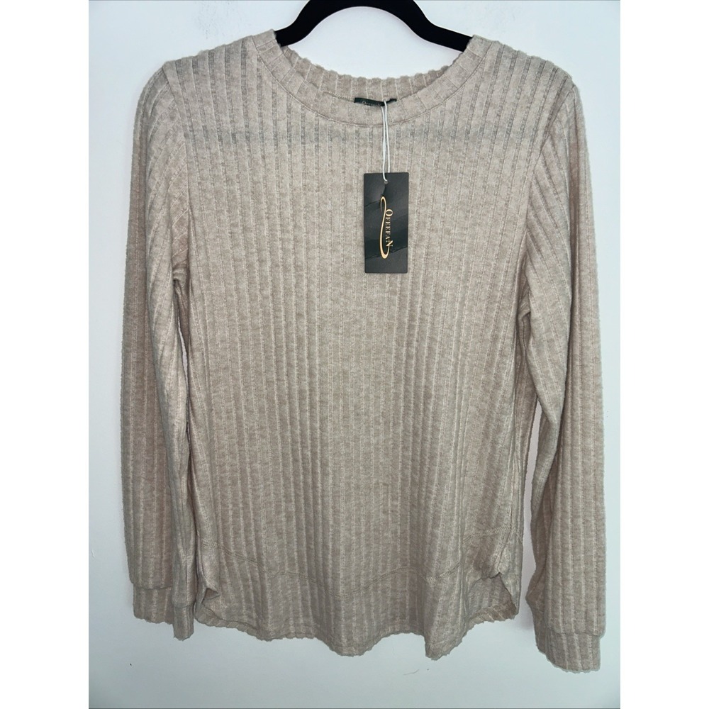 Ofeefan Women's Medium NWT‎ Long Sleeve Pullover Soft Beige Sweater